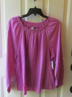 NWT Old Navy Cotton Lilac Purple Pink Peasant Blouse Size L